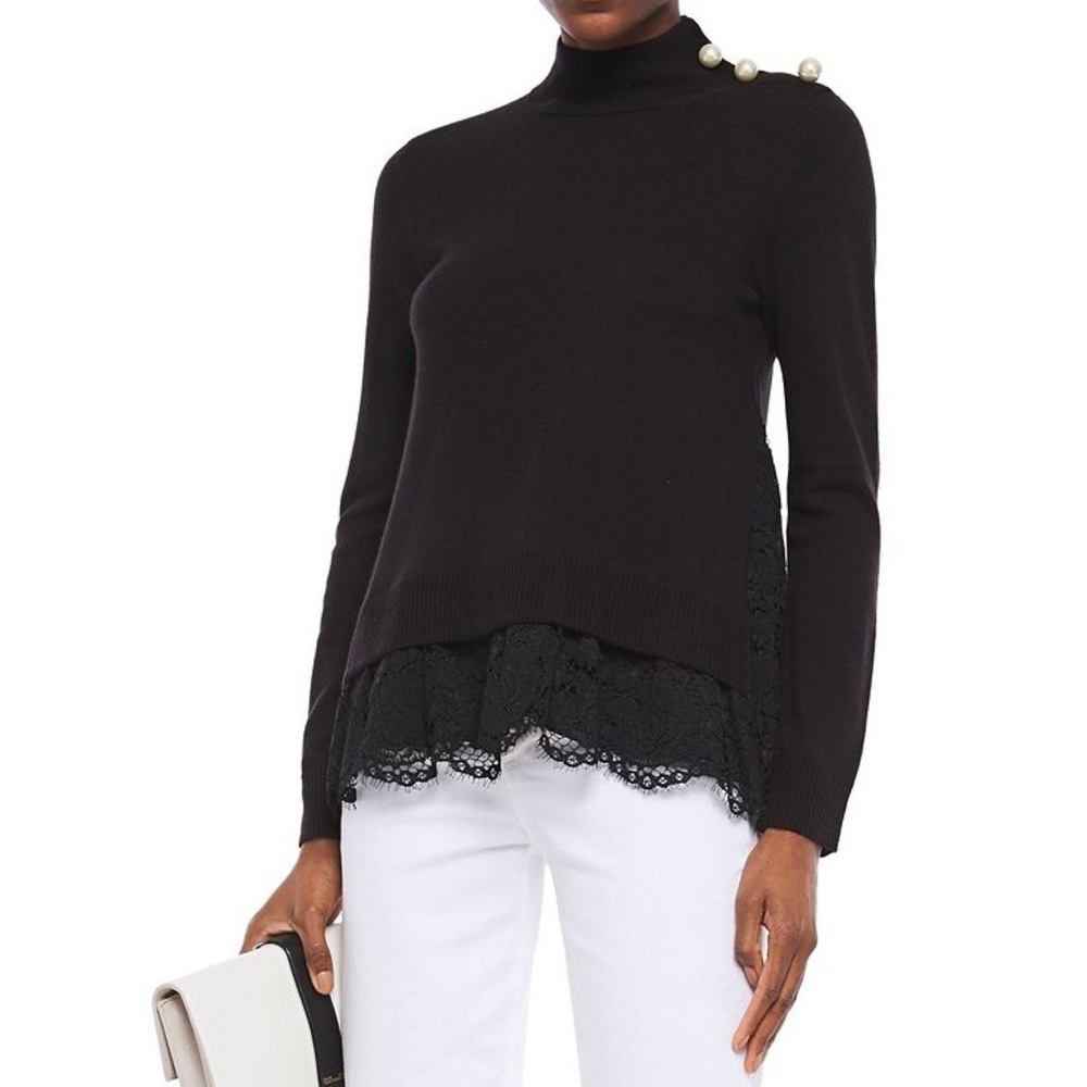 KATE SPADE
Lace-trimmed pearl-embellished sweater